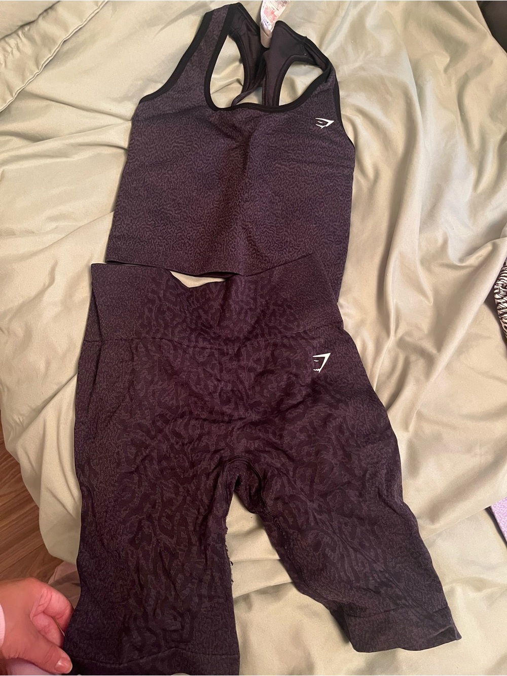 Gymshark Women's Dark Plum Seamless Crop Tank and High-Waist Bike Shorts